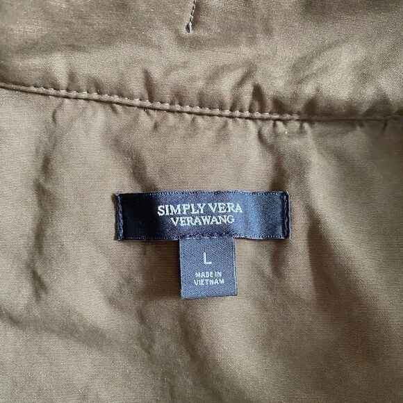 Vera Wang Jacket Olive Green Utility Trench Hooded Coat Large - Picture 5 of 6